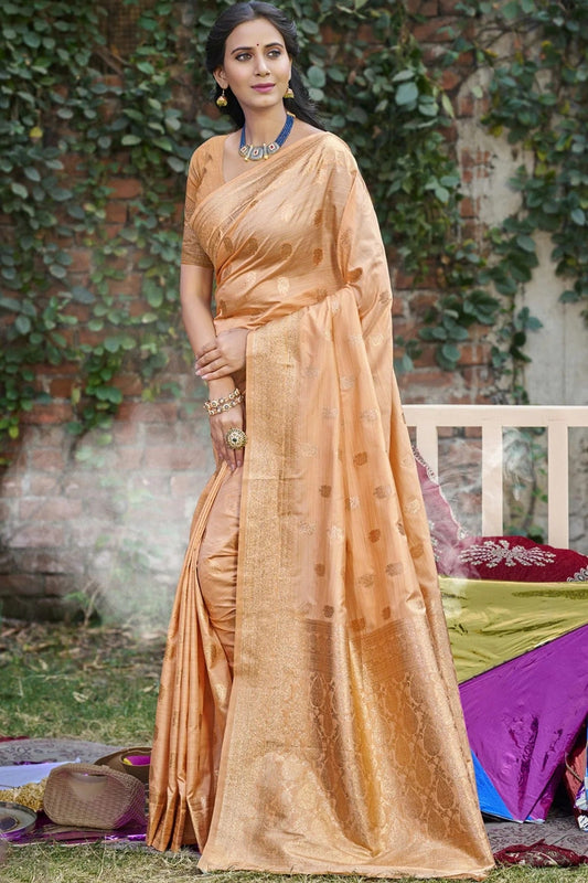 Peach Woven Silk Traditional Saree NCSD11010177