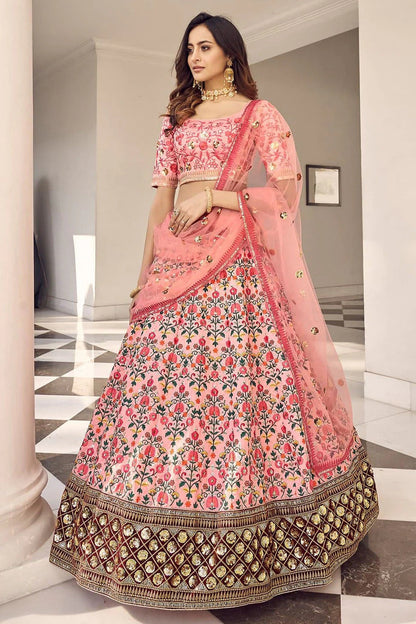 Pink Art Silk Embroidery Lehenga Choli NCLC11510156