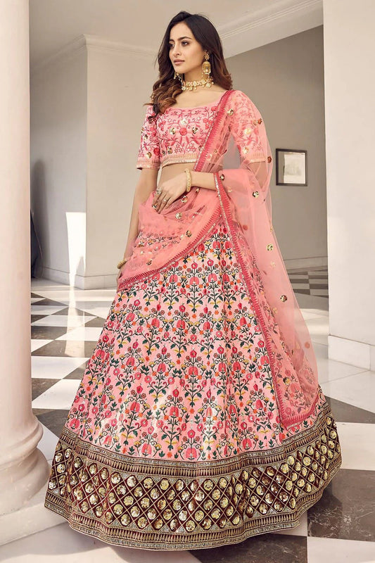 Pink Art Silk Embroidery Lehenga Choli NCLC11510156
