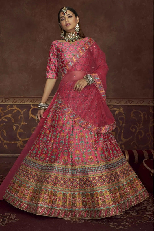 Pink Art Silk Embroidery Lehenga Choli NCLC11510160