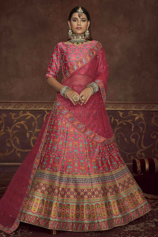 Pink Art Silk Embroidery Lehenga Choli NCLC11510160