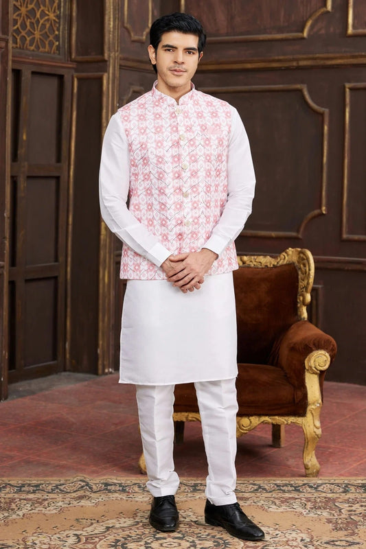 Pink Art Silk Kurta PajamaWith Jacket  NCKP12310119
