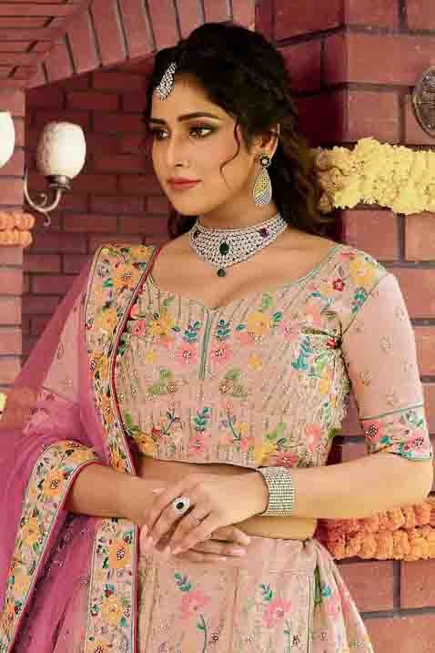 Pink Art Silk Resham Lehenga Choli NCLC10810409