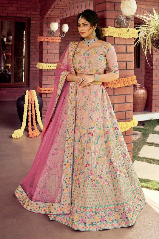 Pink Art Silk Resham Lehenga Choli NCLC10810409