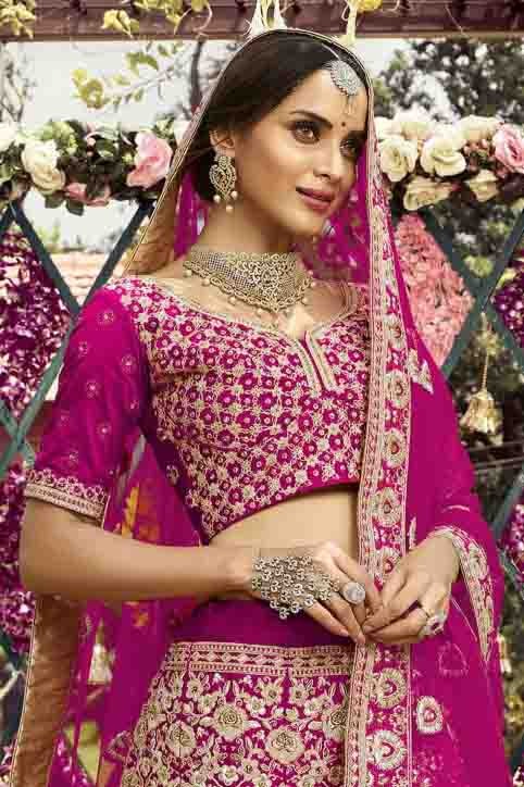 Pink Art Silk Resham Lehenga Choli NCLC10810418
