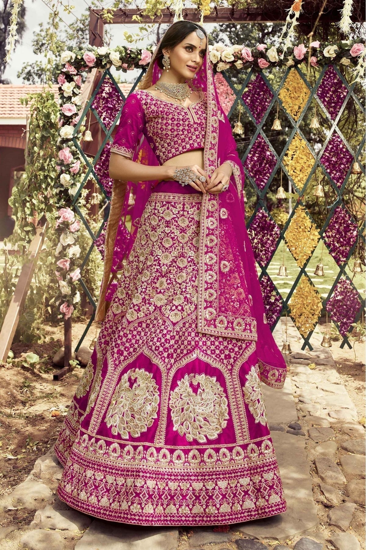 Pink Art Silk Resham Lehenga Choli NCLC10810418