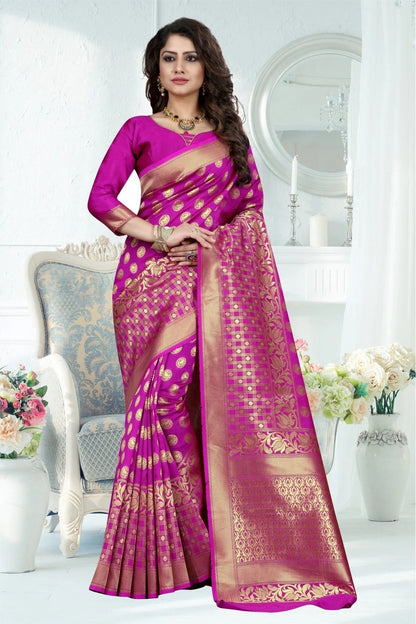 Pink Banarasi Art Silk Woven Saree NCSD11210799