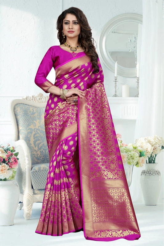Pink Banarasi Art Silk Woven Saree NCSD11210799