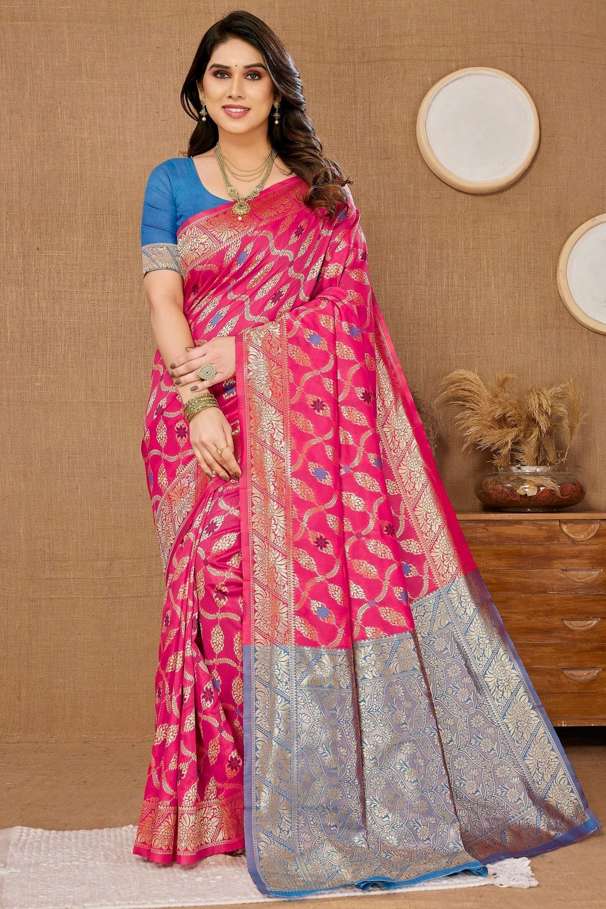 Pink Banarasi Silk Saree NCSD11112487