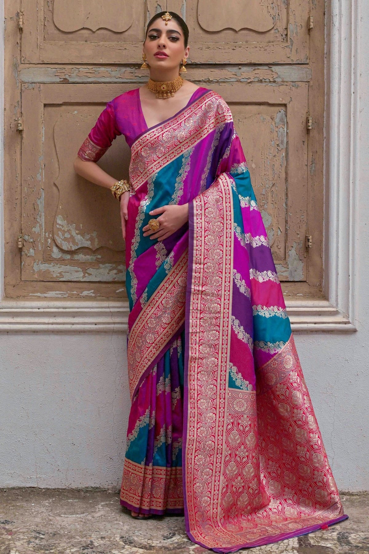 Pink Banarasi Silk Traditional Saree NCSD12610144