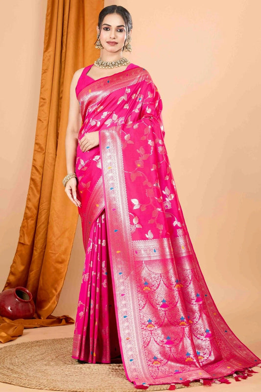 Pink Banarasi Silk Woven Traditional Saree NCSD11110464