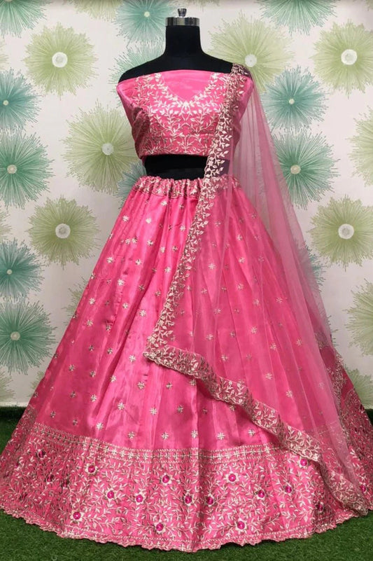 Pink Bangalori Satin and Silk Lehenga Choli NCLC10210137