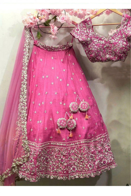 Pink Bangalori Satin and Silk Lehenga Choli NCLC10210137