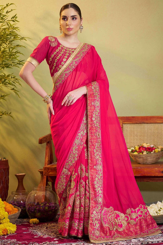 Pink Barfi Satin Designer Saree NCSD11110814