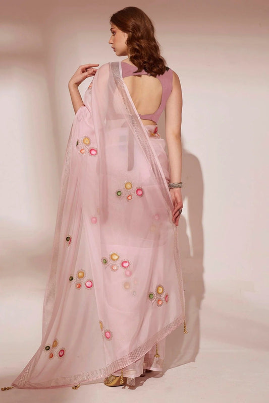 Pink Blooming Organza Saree NCSD11112463