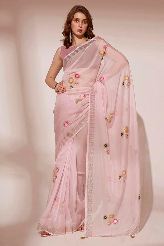 Pink Blooming Organza Saree NCSD11112463