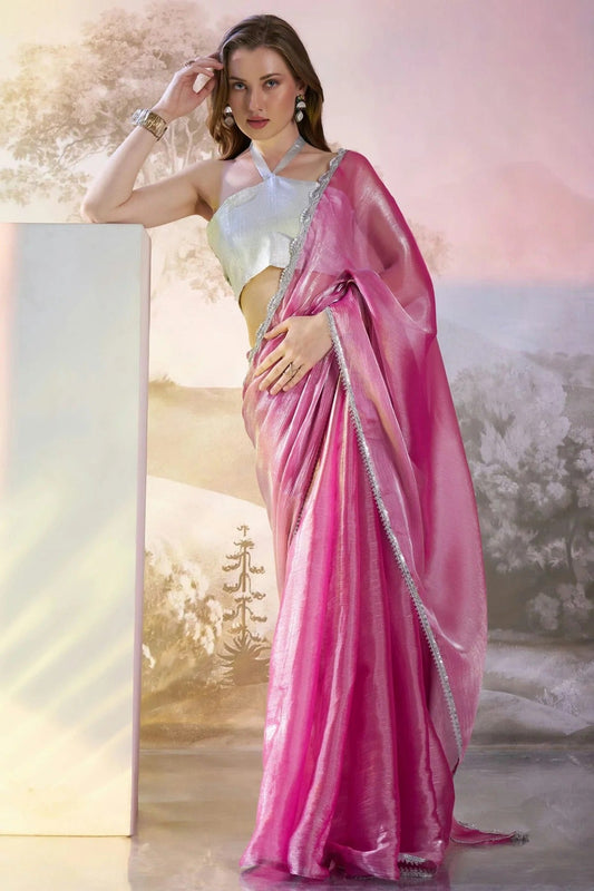 Pink Burberry Organza Saree NCSD11111082