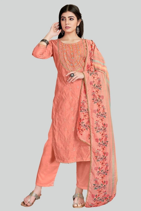 Pink Chanderi Silk Pant Style Suit NCSM11112367