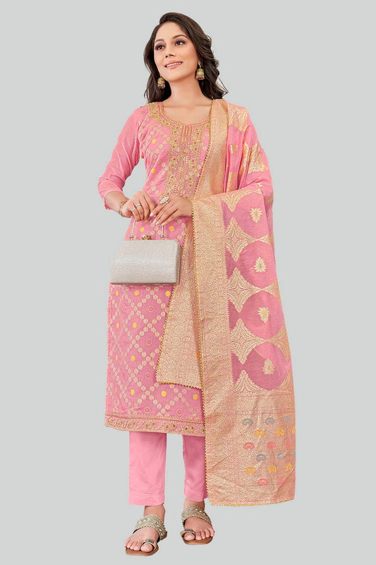 Pink Chanderi Silk Pant Style Suit NCSM11112375