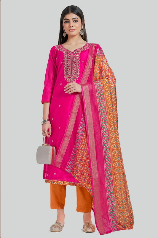 Pink Chanderi Silk Pant Style Suit NCSM11112385