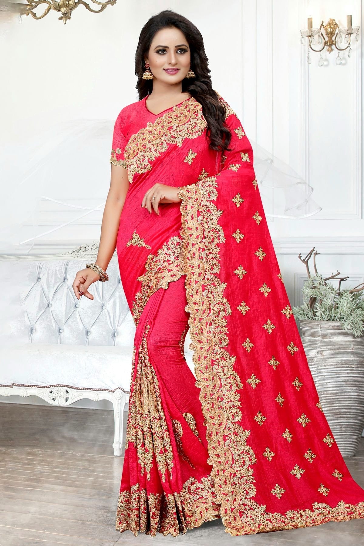 Pink Cherry Silk Designer Saree NCLC11210351