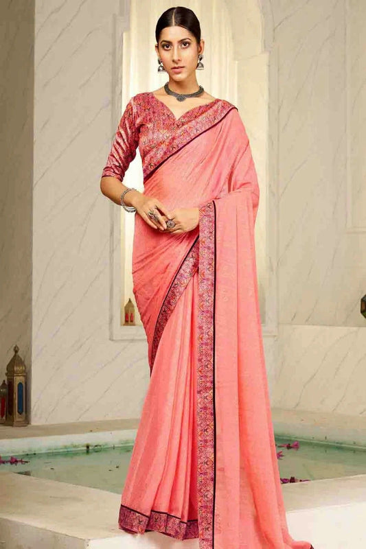 Pink Chiffon Digital Foil Printed Designer Saree NCSD11110390