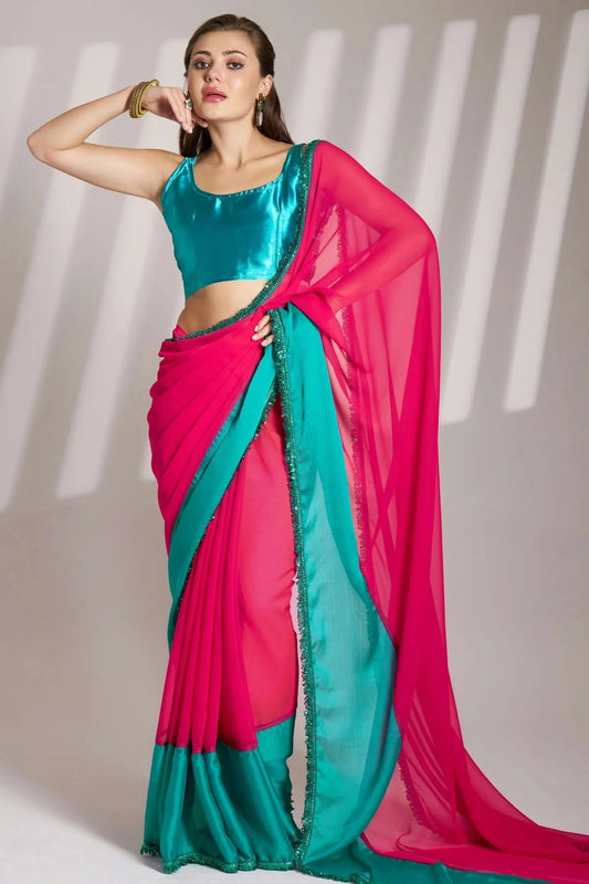 Pink Chiffon Saree NCSD11111038