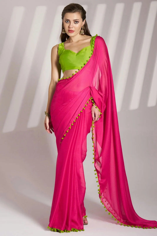 Pink Chiffon Saree NCSD11111055