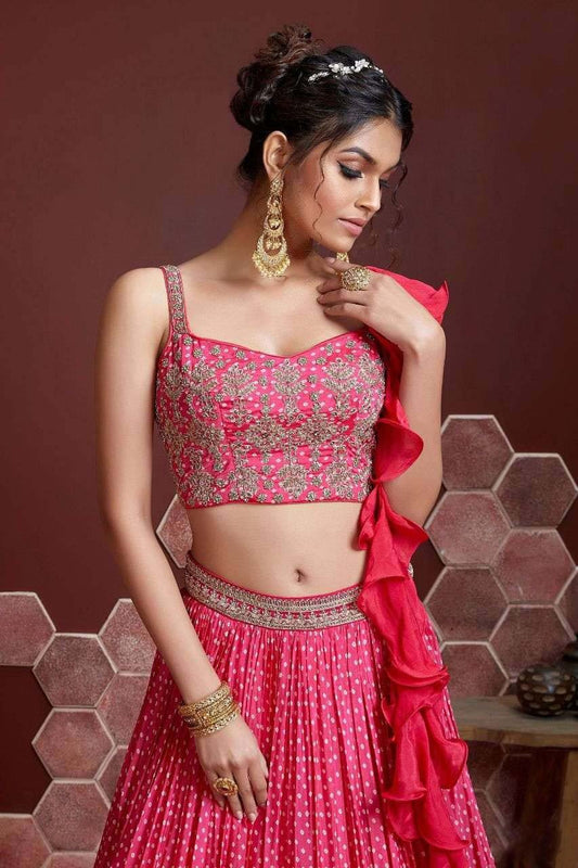 Pink Chinnon Silk Designer Lehenga Choli NCLC10110378