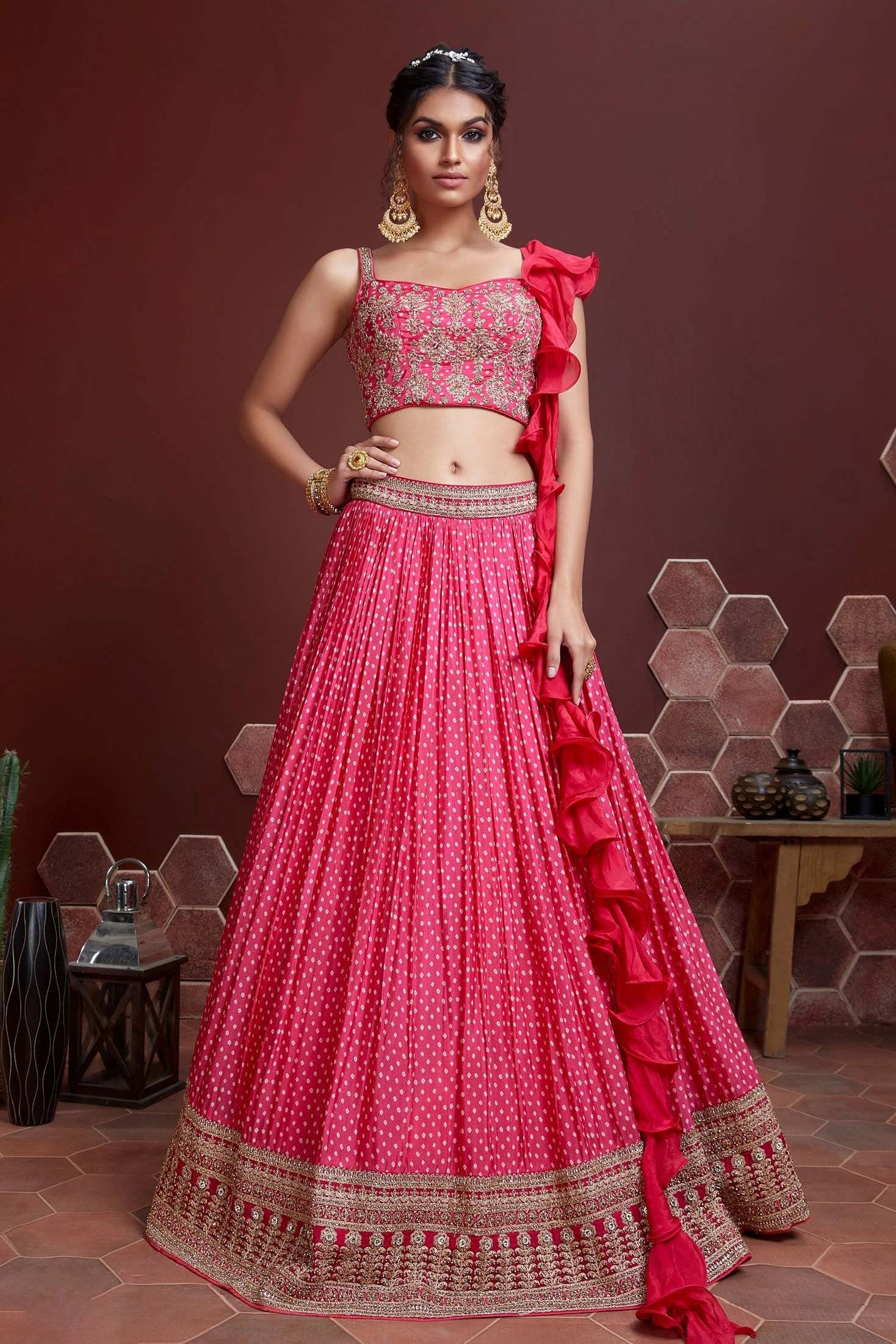 Pink Chinnon Silk Designer Lehenga Choli NCLC10110378