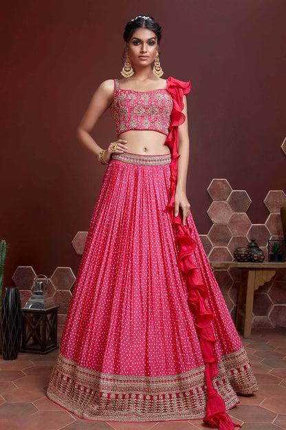 Pink Chinnon Silk Designer Lehenga Choli NCLC10110378