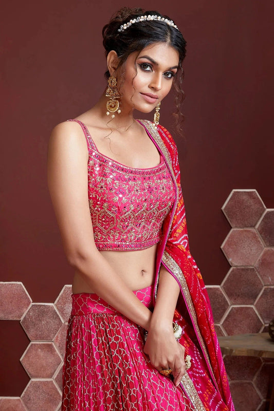 Pink Chinnon Silk Designer Lehenga Choli NCLC10110381