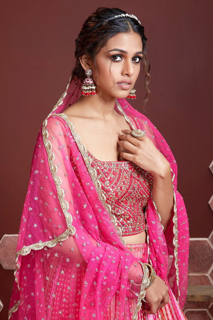 Pink Chinnon Silk Designer Lehenga Choli NCLC10110384
