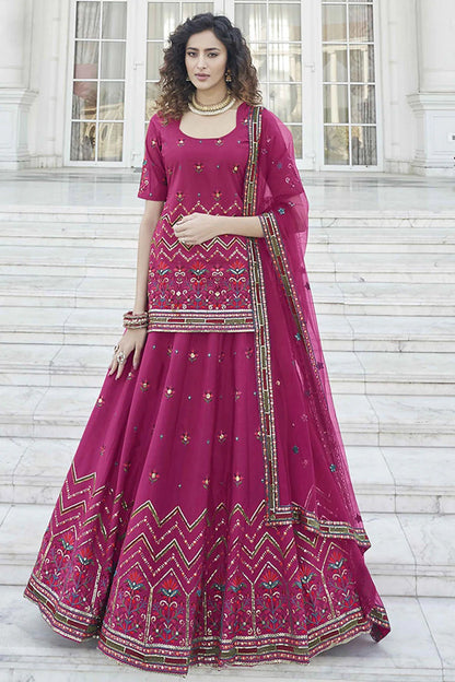 Pink Chinon Chiffon Embroidery Lehenga Suit NCSM11510122