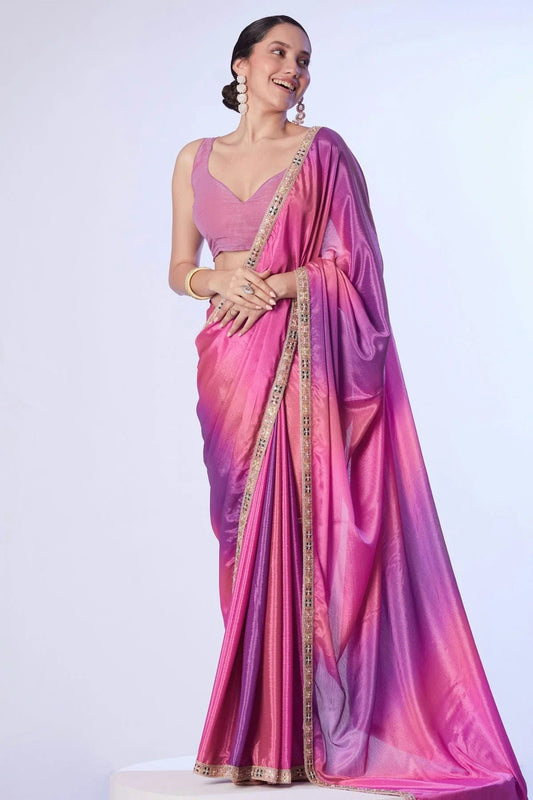 Pink Chinon Designer Saree NCSD11111182