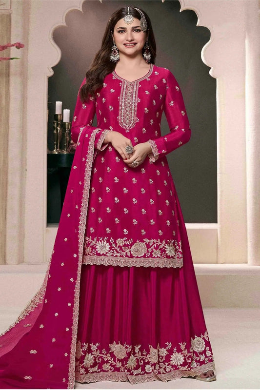 Pink Chinon Palazzo Pant Suit NCSM11410104