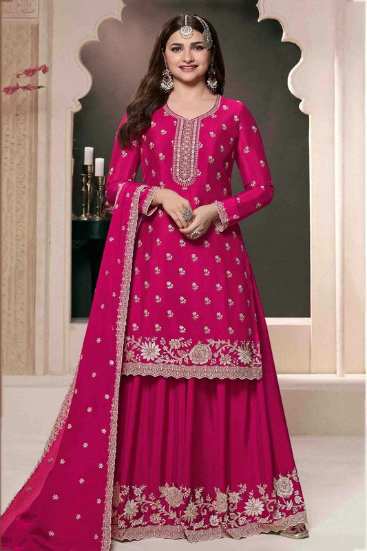Pink Chinon Palazzo Pant Suit NCSM11410111