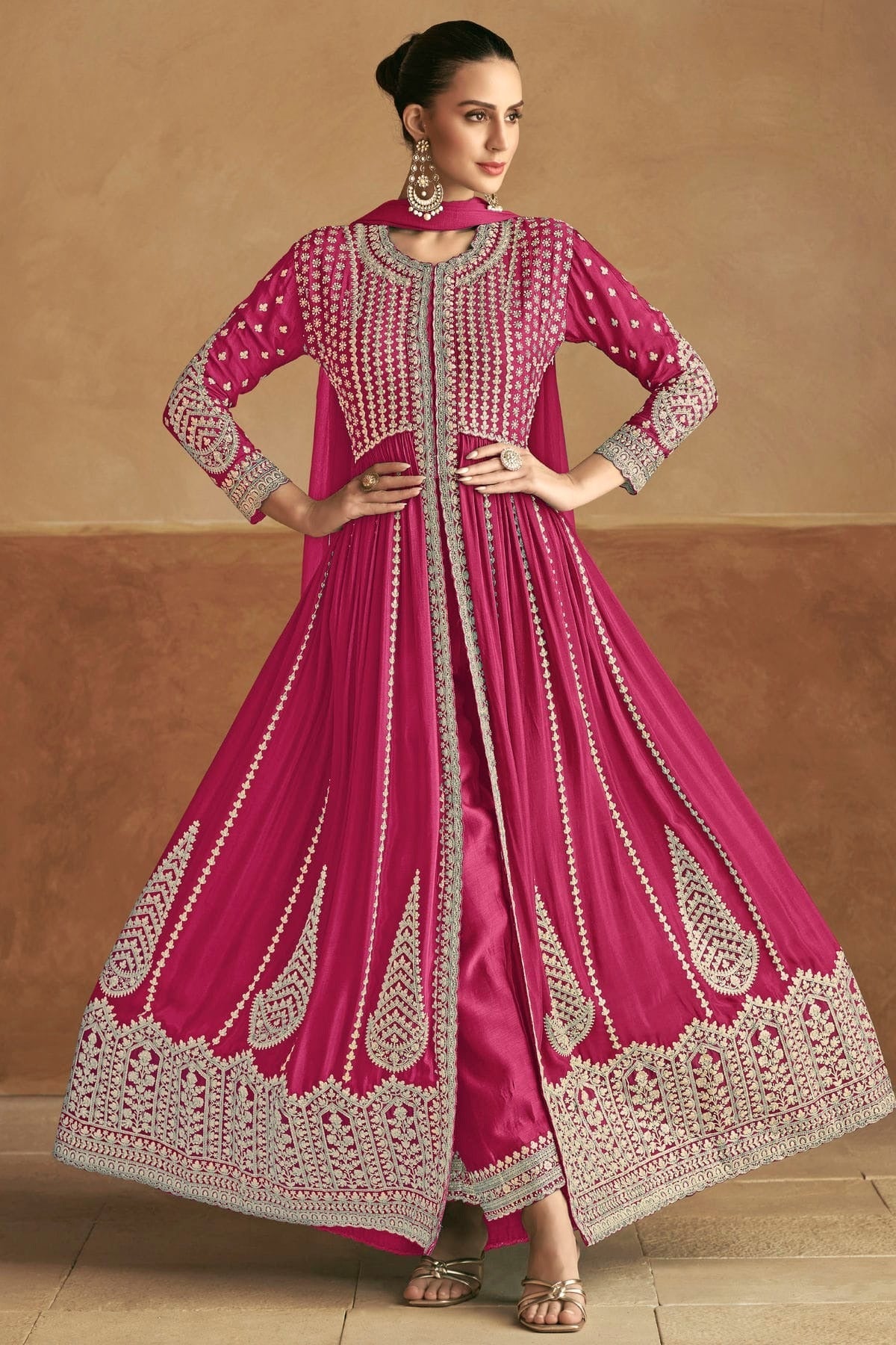 Pink Chinon Pant Style Suit NCSM11410399