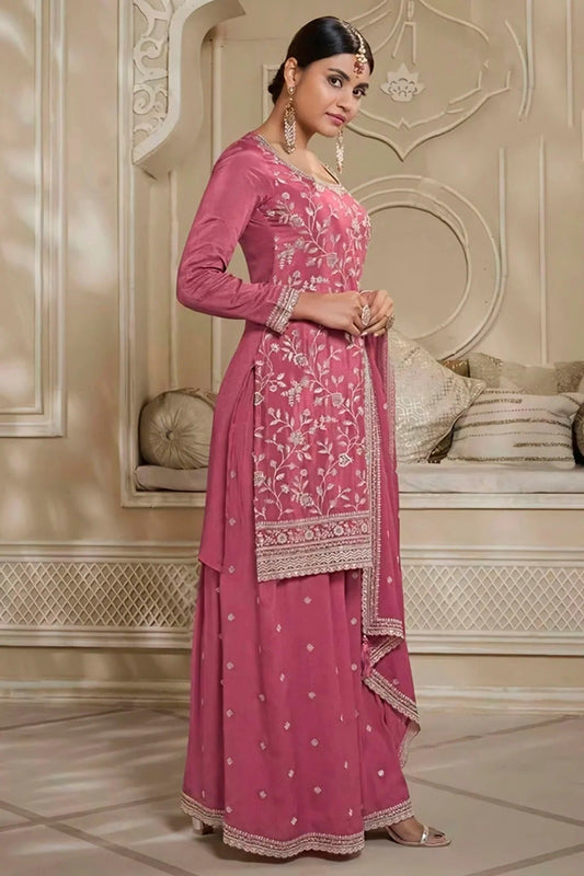 Pink Chinon Sharara Suit NCSM11112332