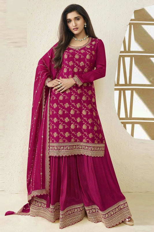 Pink Chinon Sharara Suit NCSM11112343