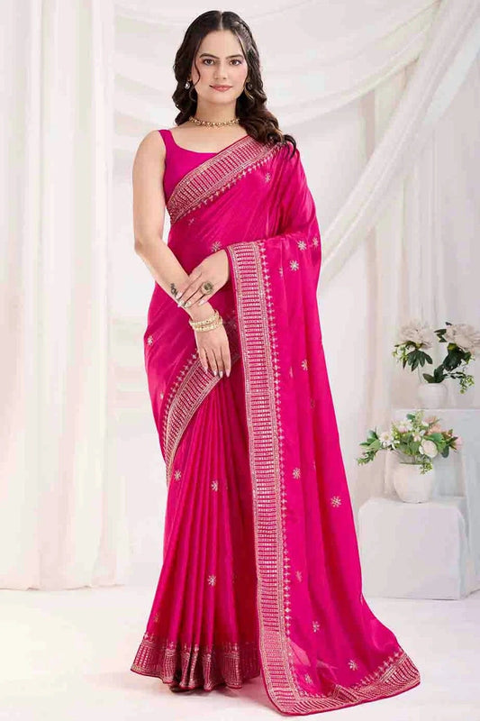 Pink Chinon Silk Designer Saree NCSD11110946