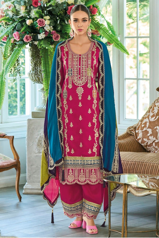 Pink Chinon Silk Pakistani Suit NCSM11410378