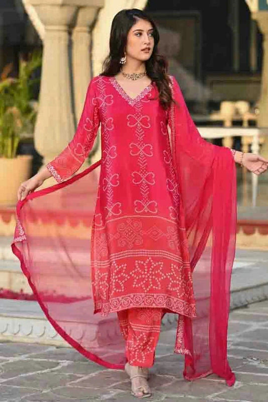 Pink Chinon Silk Stitched Pant Style Suit NCSS11410277