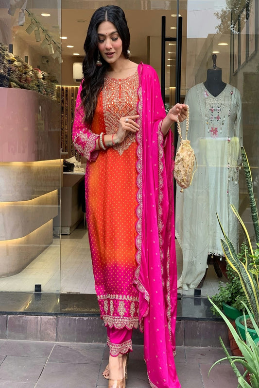 Pink Chinon Stitched Salwar Suit NCSS11111895