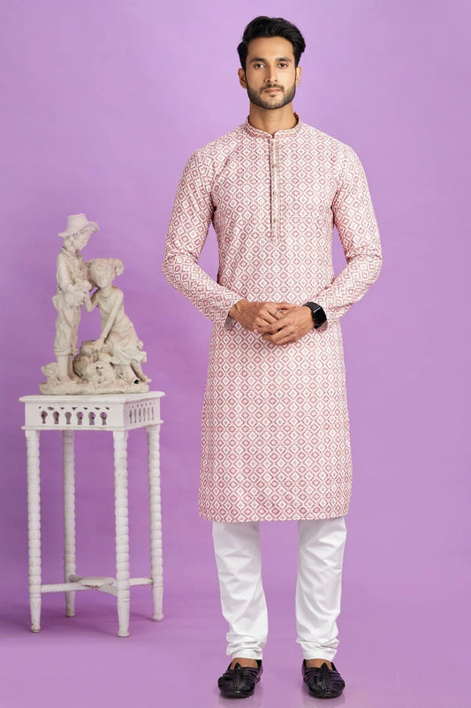 Pink Cotton Pintex Kurta Pajama NCKP12310185
