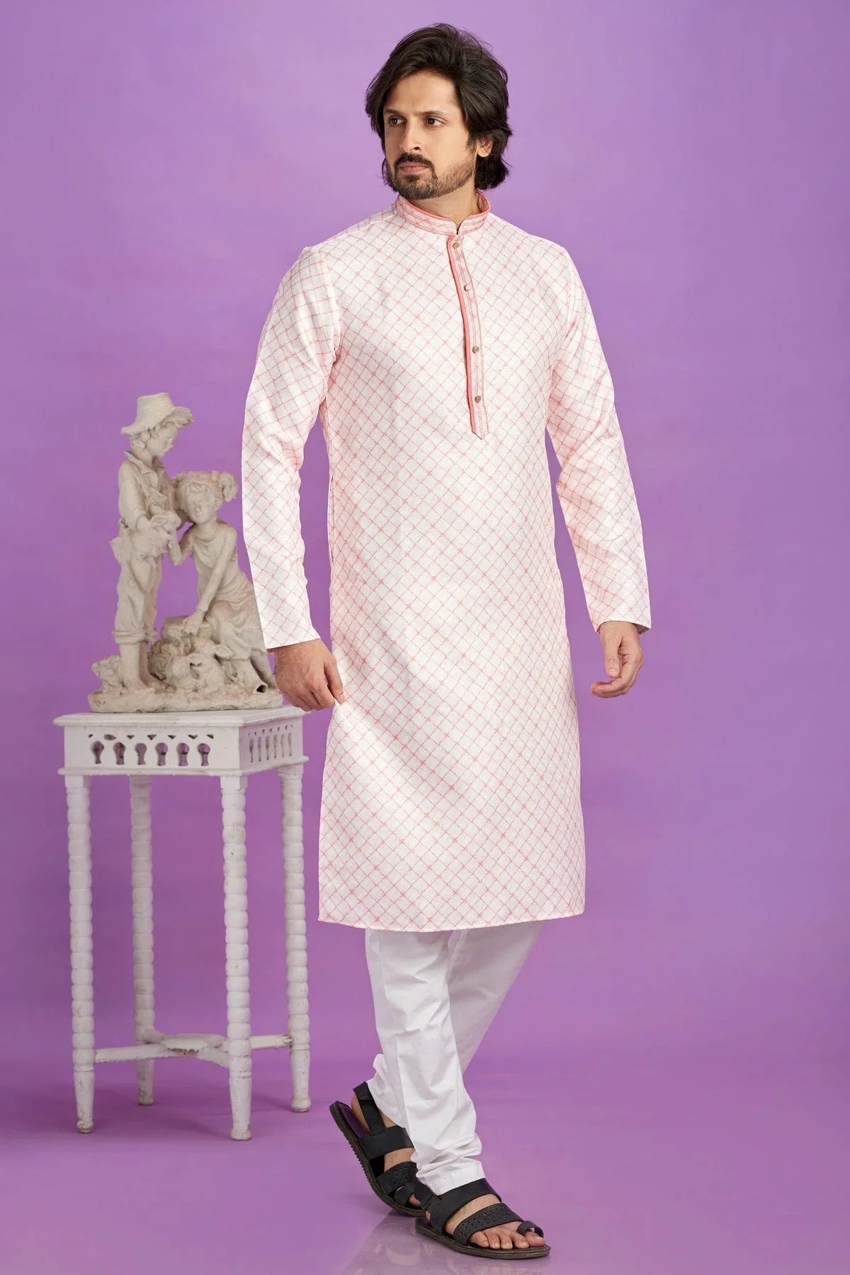 Pink Cotton Pintex Kurta Pajama NCKP12310192