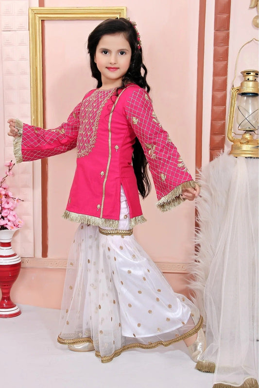 Pink Cotton Silk Embroidery Sharara Suit NCGW10710780
