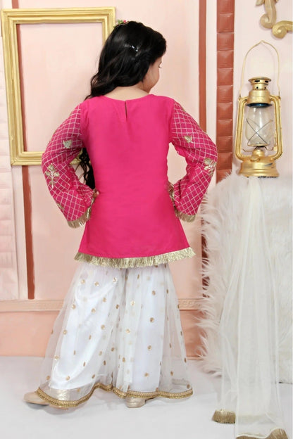 Pink Cotton Silk Embroidery Sharara Suit NCGW10710780