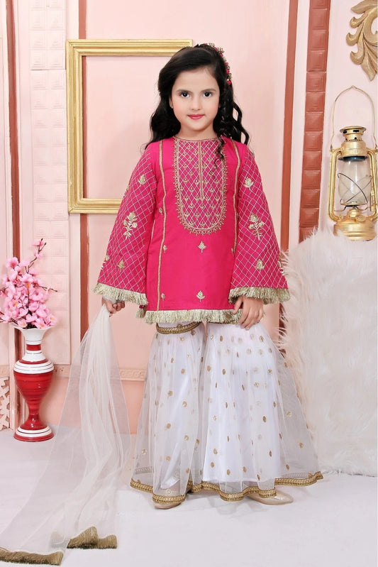 Pink Cotton Silk Embroidery Sharara Suit NCGW10710780