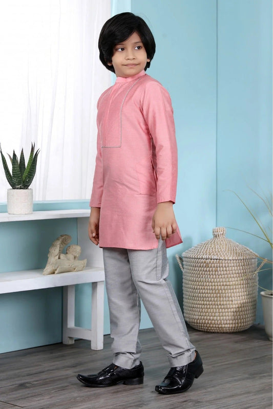 Pink Cotton Silk Kurta Pajama NCBW10710682